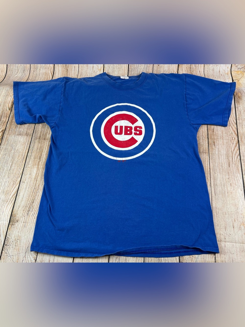 Vintage Majestic MLB Chicago Cubs Baseball Blue T Shirt Size XL